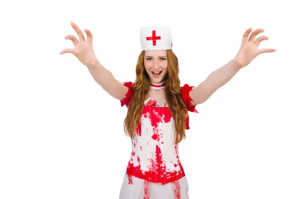 Mujer médico cubierto de sangre en concepto de Halloween — Foto de Stock