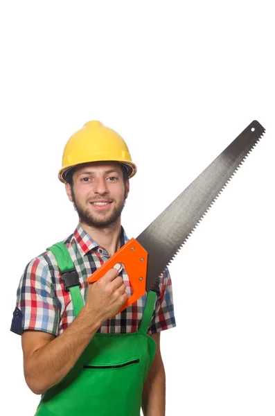 Trabajador industrial aislado en el fondo blanco — Foto de Stock