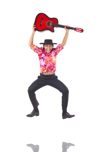 Hombre usando sombrero con guitarra —  Fotos de Stock