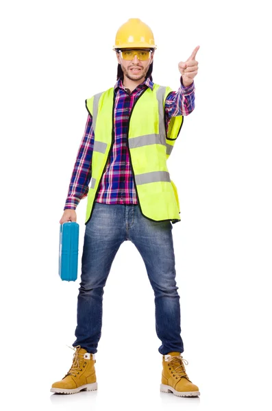 Trabajador industrial aislado en el fondo blanco — Foto de Stock