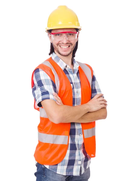 Trabajador industrial aislado en el fondo blanco — Foto de Stock