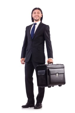 İş adamı bavulla iş gezisinde.