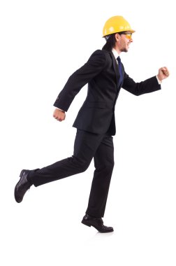 Genç mimar beyaz üzerine izole edilmiş