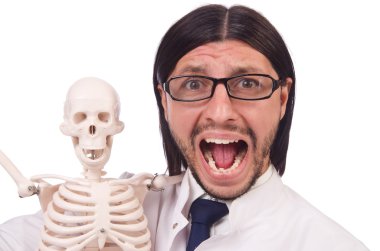 İskeleti beyaz olan komik öğretmen.