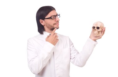 İskeleti beyaz olan komik öğretmen.