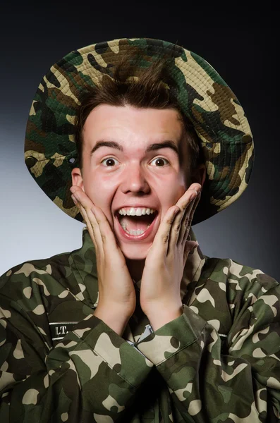 Funny soldier in military concept — Stock Photo, Image