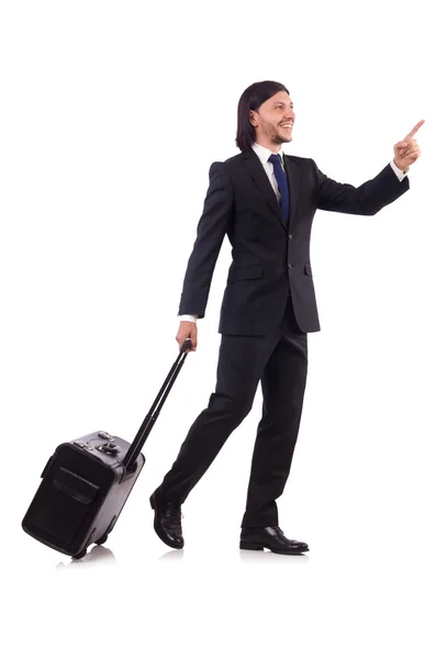 Businessman on business trip with luggage — Stock Photo, Image