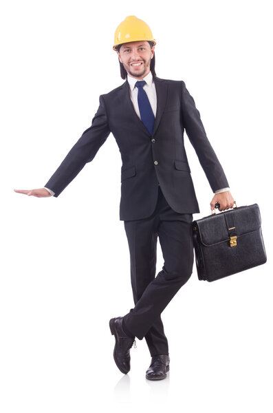 Молодой архитектор изолирован на белом