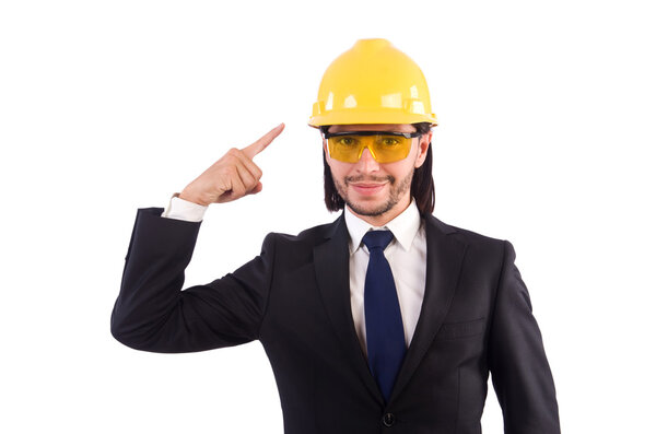 Молодой архитектор изолирован на белом