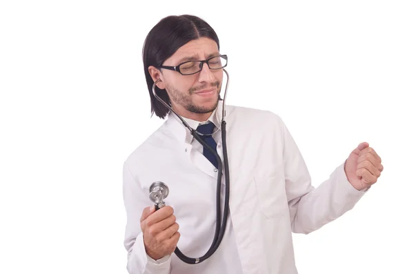 Jovem médico masculino isolado em branco — Fotografia de Stock