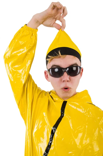 Homme en costume jaune isolé sur blanc — Photo