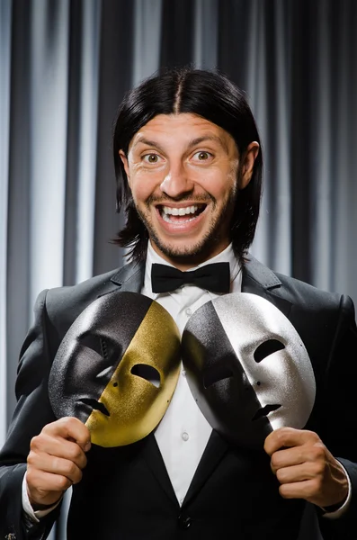 Funny concept with theatrical mask — Stock Photo, Image