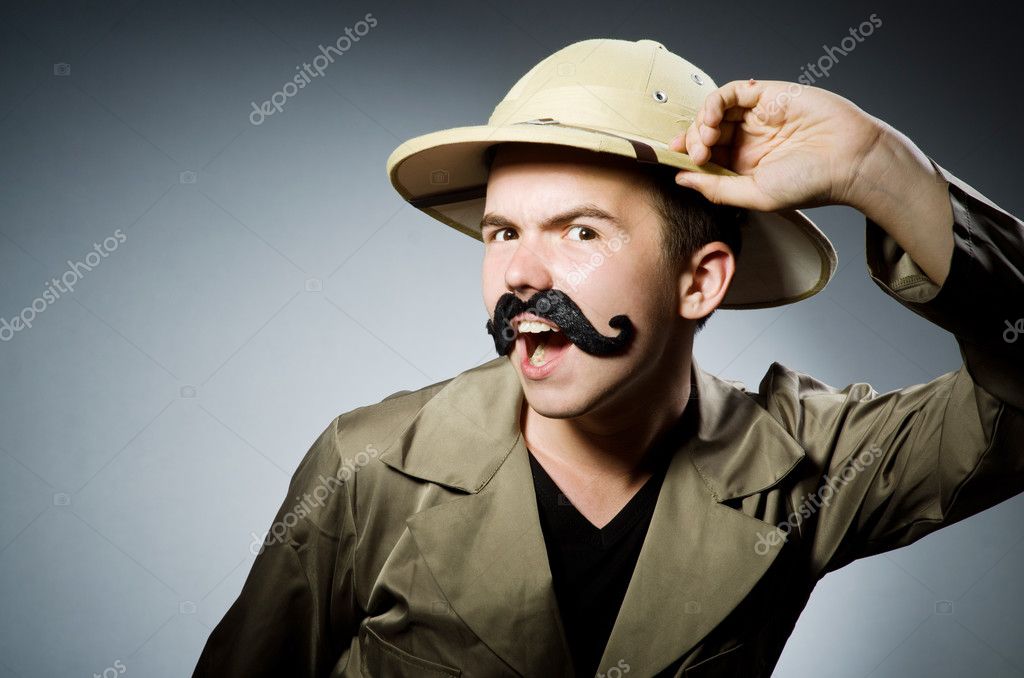 Man in safari hat in hunting concept — Stock Photo © Elnur_ #57227227
