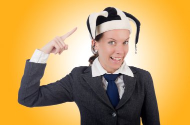 İşadamı palyaço beyazda izole edilmiş.