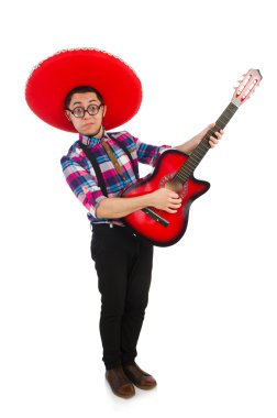 Konseptte sombrero olan komik bir Meksikalı.