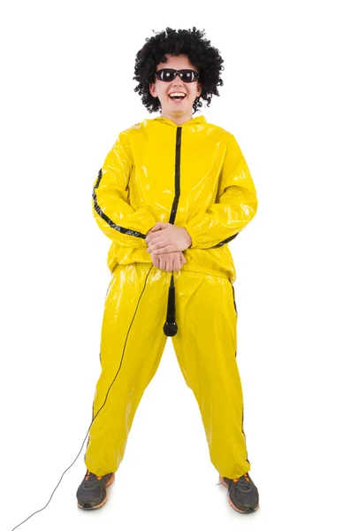 Man in yellow suit isolated on white — Stock Photo, Image