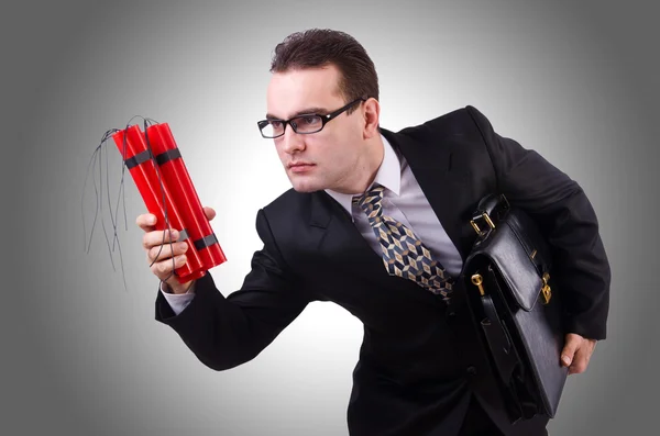 Businessman with dynamite — Stock Photo, Image