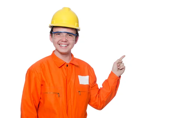 Industriële werknemer geïsoleerd op de witte achtergrond — Stockfoto