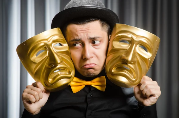 Funny concept with theatrical mask — Stock Photo, Image