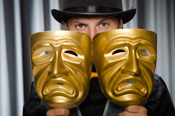 Grappig concept met theatraal masker — Stockfoto