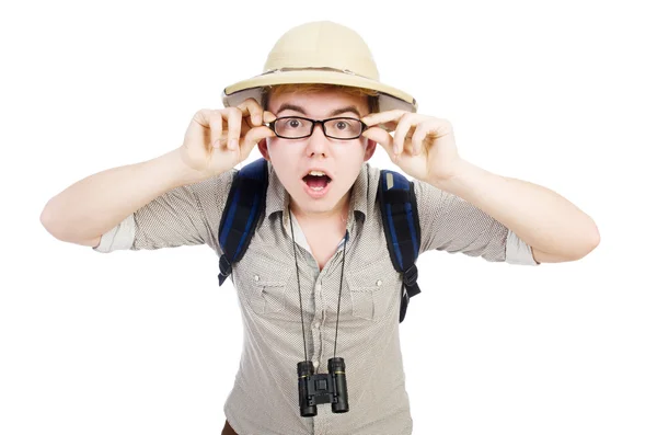 Hombre en sombrero de safari en concepto de caza — Foto de Stock