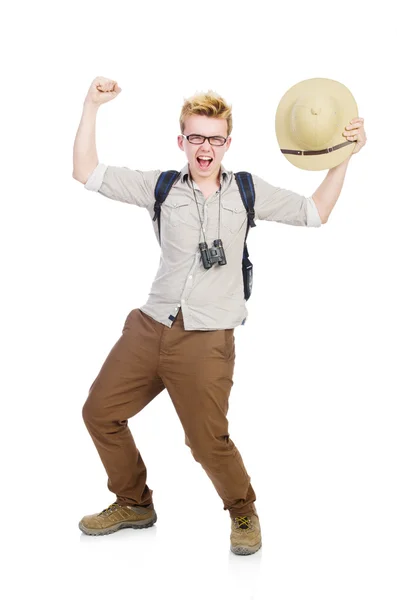 Man in safari hat in hunting concept — Stock Photo, Image