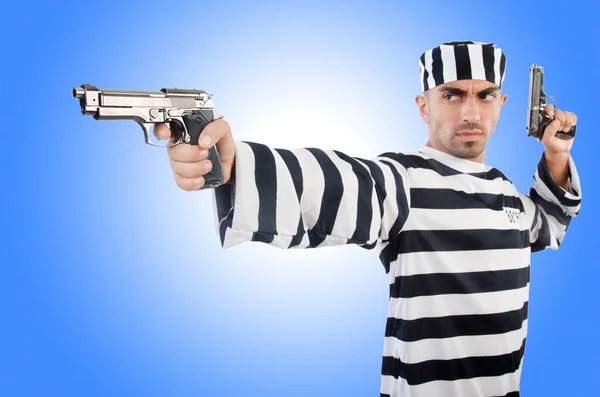 Prisonnier avec pistolet isolé sur blanc — Photo