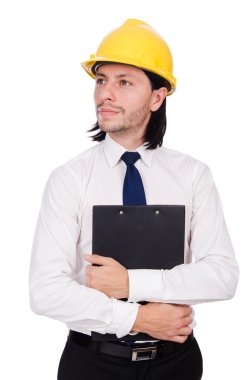 Genç mimar beyaz üzerine izole edilmiş