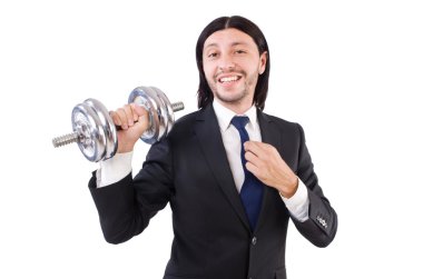 Genç işadamı beyaz arka planda izole edilmiş