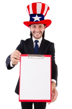 Beyaz şapkalı bir iş adamı.