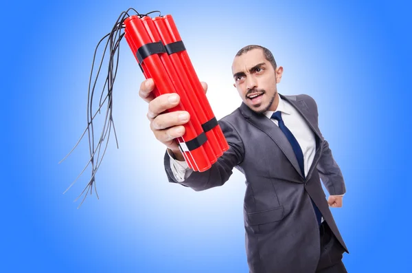 Businessman with dynamite — Stock Photo, Image