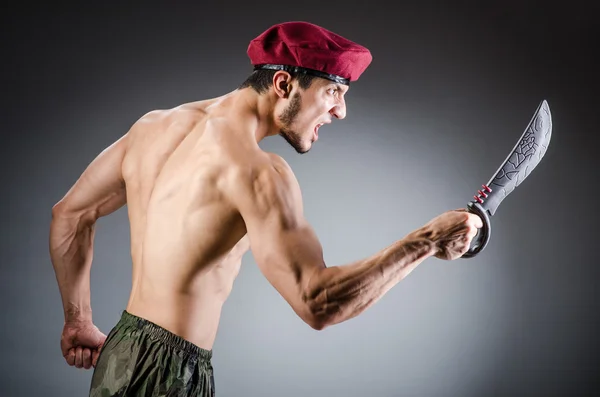 Soldado engraçado no conceito militar — Fotografia de Stock