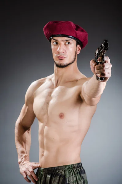 Funny soldier in military concept — Stock Photo, Image