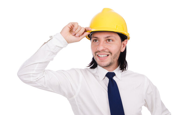 Молодой архитектор изолирован на белом