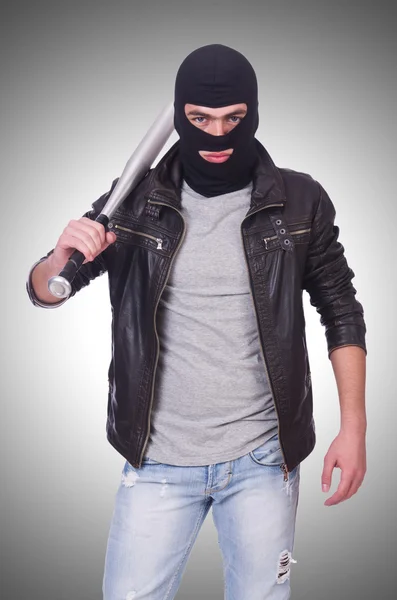 Male hooligan with bat — Stock Photo, Image