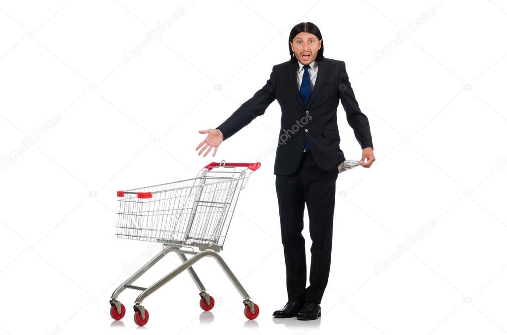 Man running out of money in the supermarket