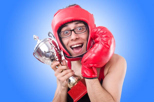 Boxeador divertido aislado en el fondo blanco — Foto de Stock