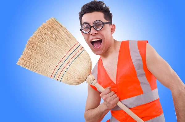 Funny janitor — Stock Photo, Image