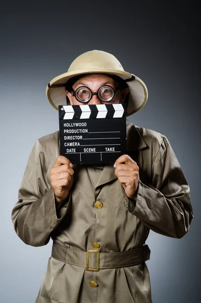 Funny safari hunter against background — Stock Photo, Image