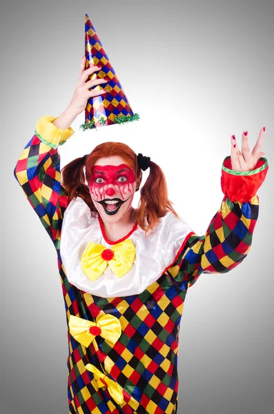 Clown in costume isolato su bianco — Foto Stock