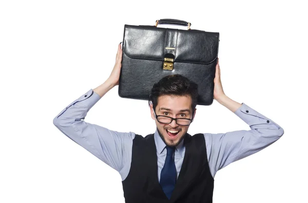 Divertido hombre de negocios con maletín —  Fotos de Stock