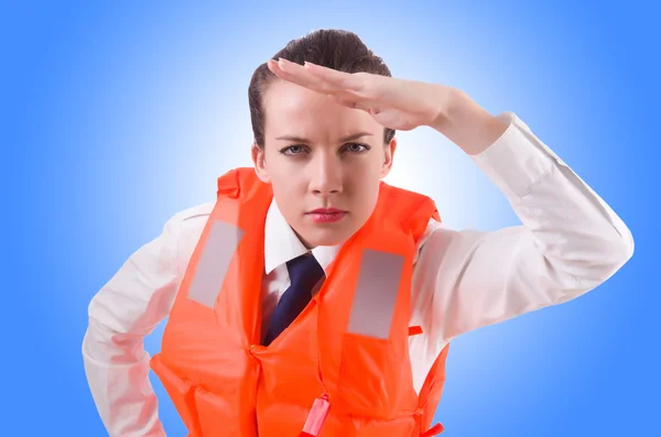 Young woman with life vest — Stock Photo, Image