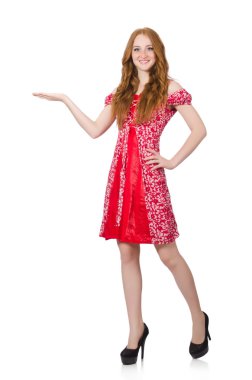 Beyaz arka planda izole edilmiş bir kadın