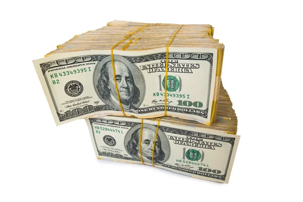 Stack of dollars in business concept isolated on white — Stock Photo, Image