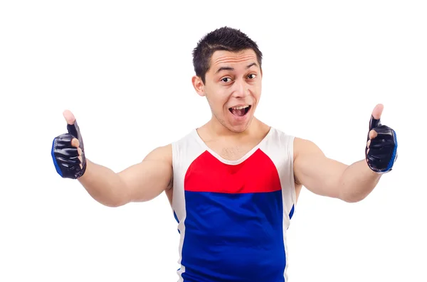 Hombre divertido haciendo ejercicio — Foto de Stock