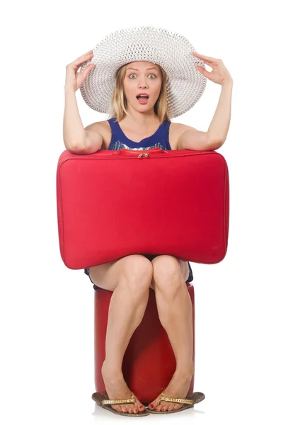 Reizen concept met persoon en bagage — Stockfoto
