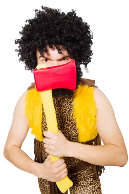 Vahşi adam beyazda izole edilmiş.