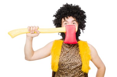 Vahşi adam beyazda izole edilmiş.