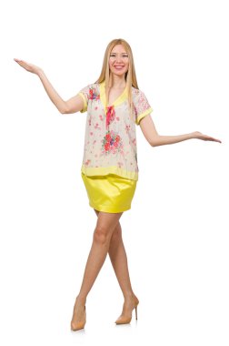 Beyaz arka planda izole edilmiş bir kadın