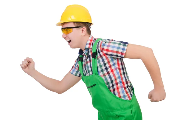 Trabajador industrial aislado en el fondo blanco — Foto de Stock